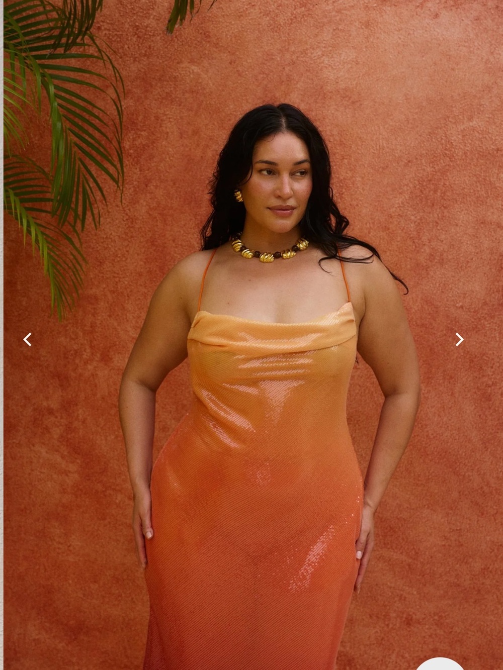 Coral Sequin Cowl Neck Maxi Slip Dress - Picture 10 of 10